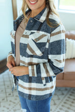 Load image into Gallery viewer, Norah Plaid Shacket-Navy and Tan
