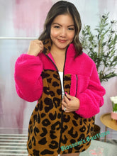 Load image into Gallery viewer, Cortney Sherpa-Hot Pink/Leopard