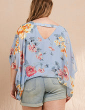 Load image into Gallery viewer, Blue/Pink Floral Poncho