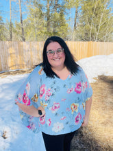 Load image into Gallery viewer, Blue/Pink Floral Poncho