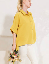 Load image into Gallery viewer, Golden Yellow Dolman Button Up
