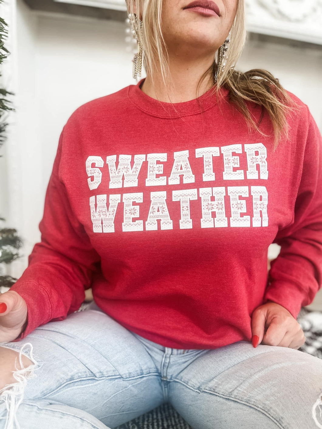 Sweater Weather- Winter Crew Red
