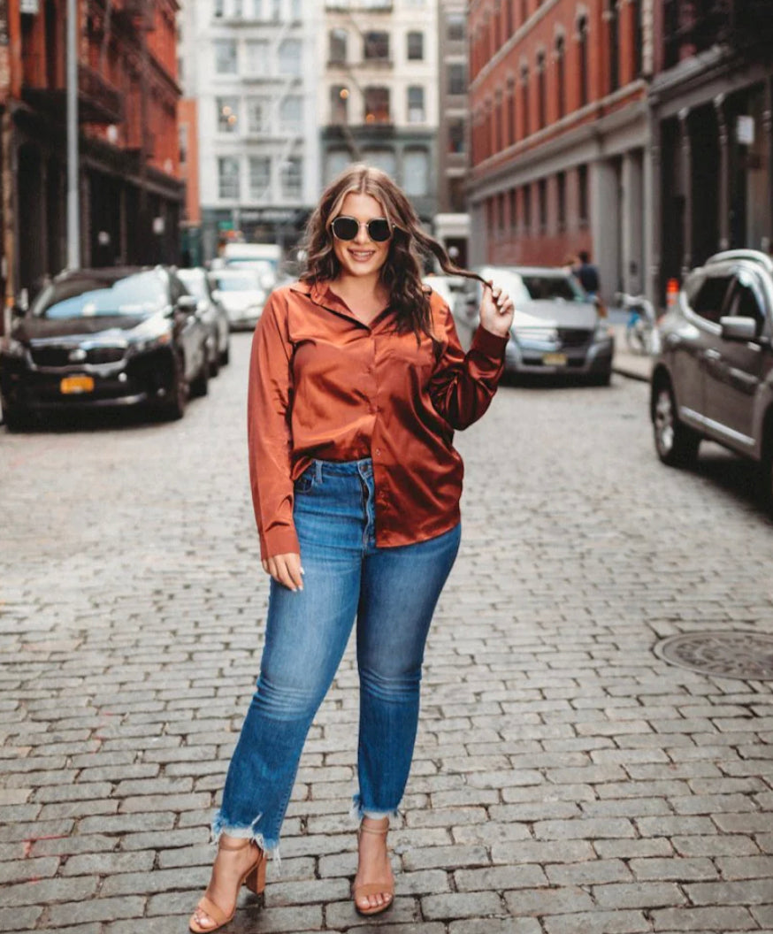 Boss Babe Button Up-Rust/Copper Brown