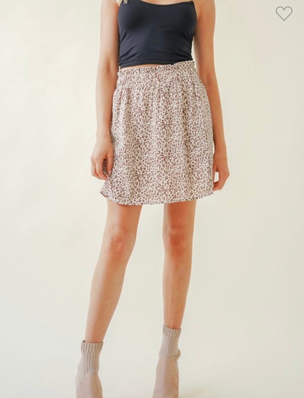 Ivory/Brown leopard mini skirt