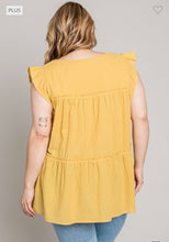 Load image into Gallery viewer, Yellow ruffled sleeve tiered top
