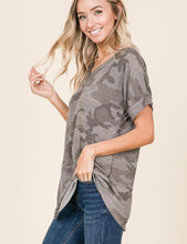 Load image into Gallery viewer, V-Neck Camouflage Tunic-Grey Camo
