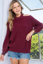 Load image into Gallery viewer, Washed Cotton Cold Shoulder Sweater

